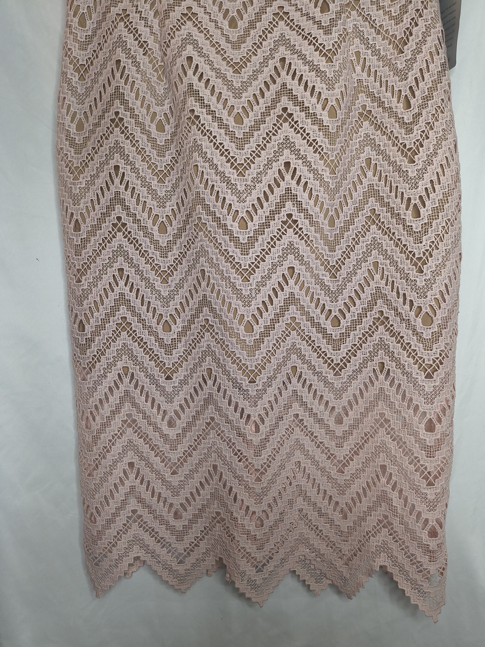 Bardot Pale Pink Chevron Lace Midi Dress - Picture 2 of 6
